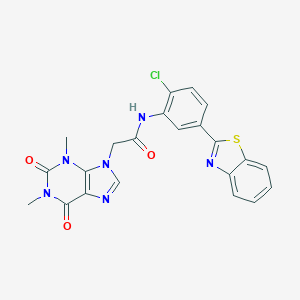 molecular formula C22H17ClN6O3S B315774 N-[5-(1,3-benzothiazol-2-yl)-2-chlorophenyl]-2-(1,3-dimethyl-2,6-dioxo-1,2,3,6-tetrahydro-9H-purin-9-yl)acetamide 