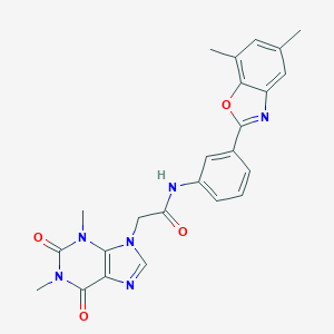molecular formula C24H22N6O4 B315777 N-[3-(5,7-dimethyl-1,3-benzoxazol-2-yl)phenyl]-2-(1,3-dimethyl-2,6-dioxo-1,2,3,6-tetrahydro-9H-purin-9-yl)acetamide 