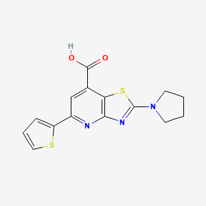 molecular formula C15H13N3O2S2 B3157779 2-(Pyrrolidin-1-yl)-5-(2-thienyl)thiazolo-[4,5-b]-pyridine-7-carboxylic acid CAS No. 852408-84-5