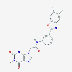 molecular formula C24H22N6O4 B315778 N-[3-(5,6-dimethyl-1,3-benzoxazol-2-yl)phenyl]-2-(1,3-dimethyl-2,6-dioxo-1,2,3,6-tetrahydro-9H-purin-9-yl)acetamide 