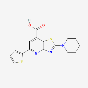 molecular formula C16H15N3O2S2 B3157787 2-(Piperidin-1-yl)-5-(2-thienyl)thiazolo-[4,5-b]-pyridine-7-carboxylic acid CAS No. 852408-85-6