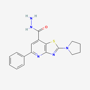 molecular formula C17H17N5OS B3157795 5-Phenyl-2-(pyrrolidin-1-yl)thiazolo-[4,5-b]-pyridine-7-carbohydrazide CAS No. 852408-91-4