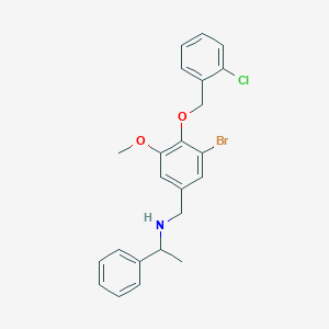 molecular formula C23H23BrClNO2 B315785 N-{3-bromo-4-[(2-chlorobenzyl)oxy]-5-methoxybenzyl}-1-phenylethanamine 