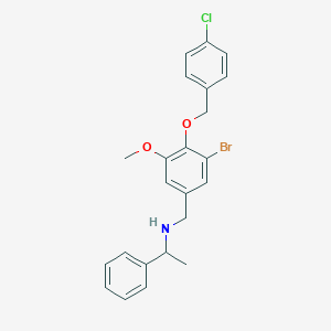 molecular formula C23H23BrClNO2 B315786 N-{3-bromo-4-[(4-chlorobenzyl)oxy]-5-methoxybenzyl}-N-(1-phenylethyl)amine 