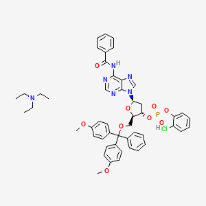 molecular formula C50H54ClN6O9P B3157902 BZ-Dmt-deoxyadenosine 2-clph diester triethylammonium salt CAS No. 85381-22-2