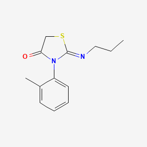 molecular formula C13H16N2OS B3157925 3-(2-Methylphenyl)-2-((Z)-propylimino)thiazolidin-4-one CAS No. 854107-53-2