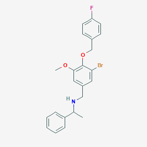 molecular formula C23H23BrFNO2 B315794 N-{3-bromo-4-[(4-fluorobenzyl)oxy]-5-methoxybenzyl}-N-(1-phenylethyl)amine 