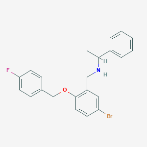 molecular formula C22H21BrFNO B315796 N-{5-bromo-2-[(4-fluorobenzyl)oxy]benzyl}-1-phenylethanamine 