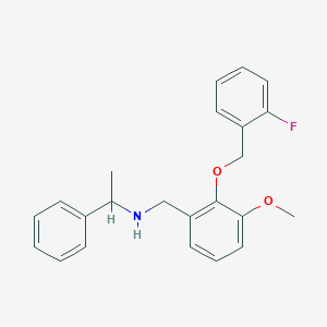 molecular formula C23H24FNO2 B315799 N-{2-[(2-fluorobenzyl)oxy]-3-methoxybenzyl}-N-(1-phenylethyl)amine 