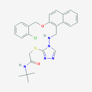 molecular formula C26H28ClN5O2S B315804 N-tert-butyl-2-({4-[({2-[(2-chlorobenzyl)oxy]naphthalen-1-yl}methyl)amino]-4H-1,2,4-triazol-3-yl}sulfanyl)acetamide 