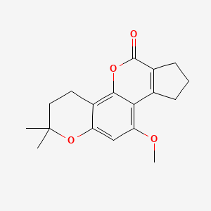 molecular formula C18H20O4 B3158130 10-methoxy-2,2-dimethyl-3,4,8,9-tetrahydro-2H-cyclopenta[c]pyrano[2,3-h]chromen-6(7H)-one CAS No. 855779-26-9