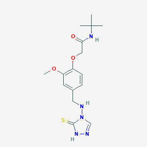 molecular formula C16H23N5O3S B315822 N-(tert-butyl)-2-(2-methoxy-4-{[(3-sulfanyl-4H-1,2,4-triazol-4-yl)amino]methyl}phenoxy)acetamide 