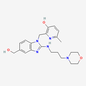 molecular formula C22H29N5O3 B3158322 2-((5-(hydroxymethyl)-2-((3-morpholinopropyl)amino)-1H-benzo[d]imidazol-1-yl)methyl)-6-methylpyridin-3-ol CAS No. 857067-39-1