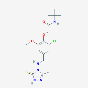 molecular formula C17H24ClN5O3S B315840 N-tert-Butyl-2-[2-methoxy-4-[(3-mercapto-5-methyl-4H-1,2,4-triazole-4-ylamino)methyl]-6-chlorophenoxy]acetamide 