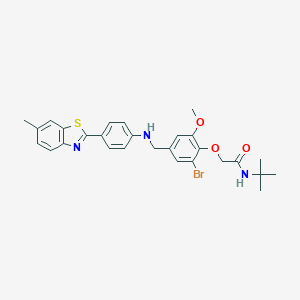 2-(2-bromo-6-methoxy-4-{[4-(6-methyl-1,3-benzothiazol-2-yl)anilino]methyl}phenoxy)-N-(tert-butyl)acetamide