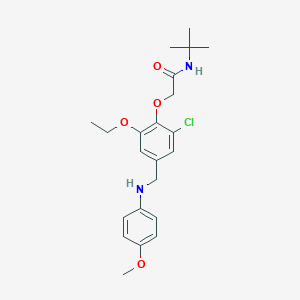 N-(tert-butyl)-2-{2-chloro-6-ethoxy-4-[(4-methoxyanilino)methyl]phenoxy}acetamide