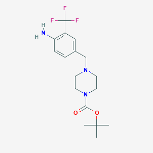 molecular formula C17H24F3N3O2 B3158566 4-(4-Boc-piperazin-1-yl-methyl)-2-trifluoromethylaniline CAS No. 859027-30-8