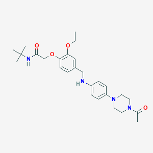 molecular formula C27H38N4O4 B315858 2-(4-{[4-(4-acetyl-1-piperazinyl)anilino]methyl}-2-ethoxyphenoxy)-N-(tert-butyl)acetamide 