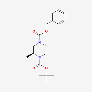 molecular formula C18H26N2O4 B3158627 (S)-4-苄基 1-叔丁基 2-甲基哌嗪-1,4-二甲酸酯 CAS No. 859517-91-2