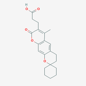 molecular formula C21H24O5 B3158644 3-(6'-methyl-8'-oxo-3',4'-dihydro-8'H-spiro[cyclohexane-1,2'-pyrano[3,2-g]chromen]-7'-yl)propanoic acid CAS No. 859673-74-8