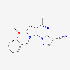 molecular formula C18H17N5O B3158765 8-(2-methoxybenzyl)-5-methyl-7,8-dihydro-6H-pyrazolo[1,5-a]pyrrolo[3,2-e]pyrimidine-3-carbonitrile CAS No. 860610-70-4