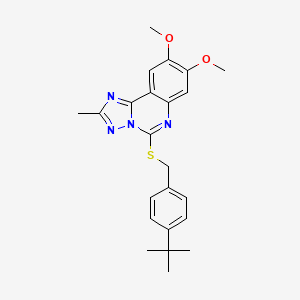 molecular formula C23H26N4O2S B3158776 5-[(4-Tert-butylphenyl)methylsulfanyl]-8,9-dimethoxy-2-methyl-[1,2,4]triazolo[1,5-c]quinazoline CAS No. 860611-16-1