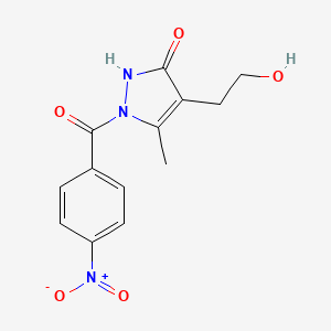 molecular formula C13H13N3O5 B3158818 4-(2-hydroxyethyl)-5-methyl-1-(4-nitrobenzoyl)-1,2-dihydro-3H-pyrazol-3-one CAS No. 860611-87-6