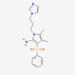 molecular formula C18H22N4O2S B3158867 1-[3-(1H-imidazol-1-yl)propyl]-4,5-dimethyl-3-(phenylsulfonyl)-1H-pyrrol-2-amine CAS No. 860648-60-8