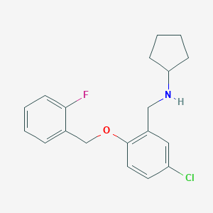 molecular formula C19H21ClFNO B315890 N-{5-chloro-2-[(2-fluorobenzyl)oxy]benzyl}cyclopentanamine 
