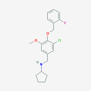 molecular formula C20H23ClFNO2 B315891 N-[[3-chloro-4-[(2-fluorophenyl)methoxy]-5-methoxyphenyl]methyl]cyclopentanamine 