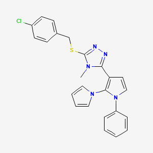 molecular formula C24H20ClN5S B3158921 3-[(4-Chlorophenyl)methylsulfanyl]-4-methyl-5-(1-phenyl-2-pyrrol-1-ylpyrrol-3-yl)-1,2,4-triazole CAS No. 860649-78-1