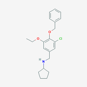 molecular formula C21H26ClNO2 B315893 N-[(3-chloro-5-ethoxy-4-phenylmethoxyphenyl)methyl]cyclopentanamine 