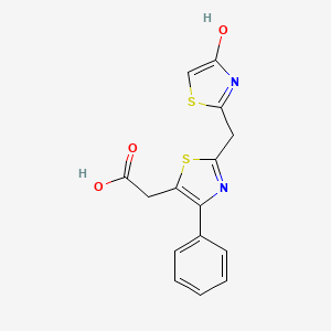 molecular formula C15H12N2O3S2 B3158971 2-{2-[(4-Hydroxy-1,3-thiazol-2-yl)methyl]-4-phenyl-1,3-thiazol-5-yl}acetic acid CAS No. 860651-43-0