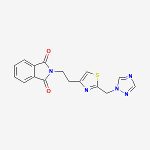 molecular formula C16H13N5O2S B3159041 2-{2-[2-(1H-1,2,4-triazol-1-ylmethyl)-1,3-thiazol-4-yl]ethyl}-1H-isoindole-1,3(2H)-dione CAS No. 860785-68-8