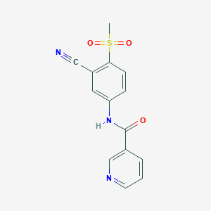 molecular formula C14H11N3O3S B3159051 N-[3-cyano-4-(methylsulfonyl)phenyl]nicotinamide CAS No. 860785-77-9