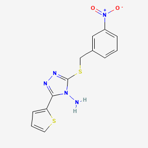molecular formula C13H11N5O2S2 B3159056 3-[(3-nitrobenzyl)sulfanyl]-5-(2-thienyl)-4H-1,2,4-triazol-4-amine CAS No. 860785-90-6