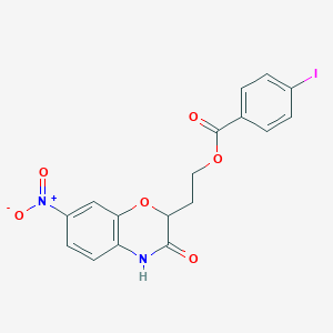 2-(7-nitro-3-oxo-3,4-dihydro-2H-1,4-benzoxazin-2-yl)ethyl 4-iodobenzenecarboxylate