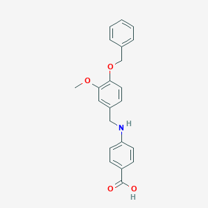 molecular formula C22H21NO4 B315908 4-{[4-(Benzyloxy)-3-methoxybenzyl]amino}benzoic acid 