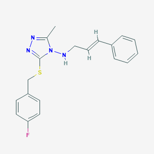 molecular formula C19H19FN4S B315912 3-[(4-fluorobenzyl)thio]-5-methyl-N-(3-phenyl-2-propen-1-yl)-4H-1,2,4-triazol-4-amine 
