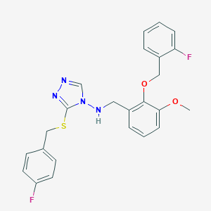 molecular formula C24H22F2N4O2S B315915 N-{2-[(2-fluorobenzyl)oxy]-3-methoxybenzyl}-N-{3-[(4-fluorobenzyl)sulfanyl]-4H-1,2,4-triazol-4-yl}amine 