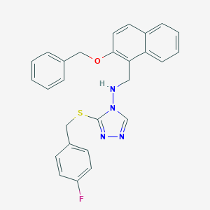 molecular formula C27H23FN4OS B315918 N-{[2-(benzyloxy)naphthalen-1-yl]methyl}-3-[(4-fluorobenzyl)sulfanyl]-4H-1,2,4-triazol-4-amine 
