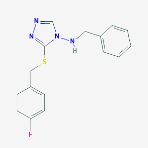 molecular formula C16H15FN4S B315925 N-benzyl-N-{3-[(4-fluorobenzyl)sulfanyl]-4H-1,2,4-triazol-4-yl}amine 