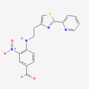 molecular formula C17H14N4O3S B3159269 3-Nitro-4-({2-[2-(2-pyridinyl)-1,3-thiazol-4-yl]ethyl}amino)benzenecarbaldehyde CAS No. 861211-07-6