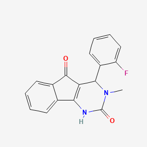 molecular formula C18H13FN2O2 B3159310 4-(2-fluorophenyl)-3-methyl-3,4-dihydro-1H-indeno[1,2-d]pyrimidine-2,5-dione CAS No. 861212-93-3