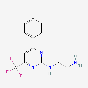molecular formula C13H13F3N4 B3159393 N-[4-phenyl-6-(trifluoromethyl)pyrimidin-2-yl]ethane-1,2-diamine CAS No. 861439-50-1