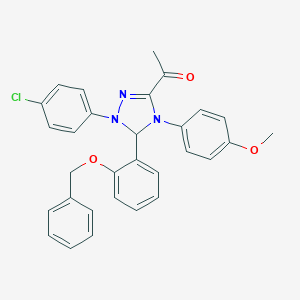 molecular formula C30H26ClN3O3 B315948 1-[5-[2-(benzyloxy)phenyl]-1-(4-chlorophenyl)-4-(4-methoxyphenyl)-4,5-dihydro-1H-1,2,4-triazol-3-yl]ethanone 