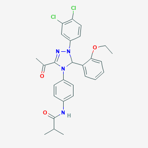 N-{4-[3-acetyl-1-(3,4-dichlorophenyl)-5-(2-ethoxyphenyl)-1,5-dihydro-4H-1,2,4-triazol-4-yl]phenyl}-2-methylpropanamide
