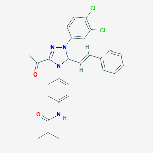 molecular formula C28H26Cl2N4O2 B315950 N-{4-[3-acetyl-1-(3,4-dichlorophenyl)-5-(2-phenylvinyl)-1,5-dihydro-4H-1,2,4-triazol-4-yl]phenyl}-2-methylpropanamide 