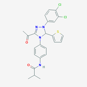 molecular formula C24H22Cl2N4O2S B315951 N-{4-[3-acetyl-1-(3,4-dichlorophenyl)-5-(2-thienyl)-1,5-dihydro-4H-1,2,4-triazol-4-yl]phenyl}-2-methylpropanamide 