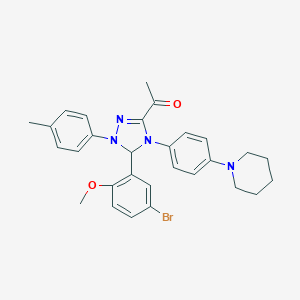1-{5-(5-bromo-2-methoxyphenyl)-1-(4-methylphenyl)-4-[4-(1-piperidinyl)phenyl]-4,5-dihydro-1H-1,2,4-triazol-3-yl}ethanone